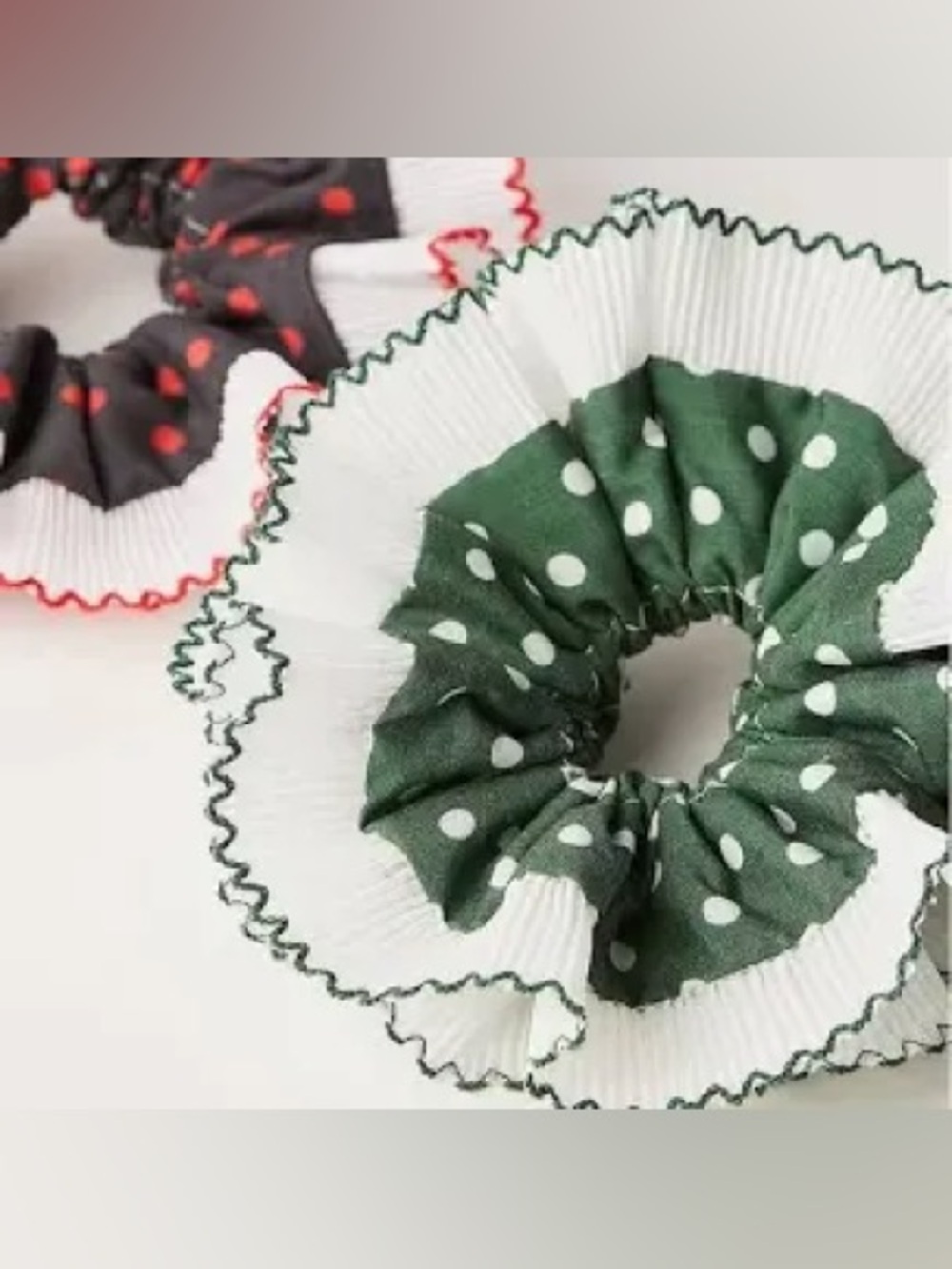 Green Polka Dot Ruffle Scrunchie free people